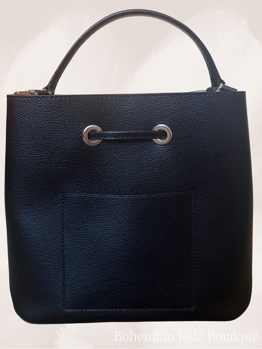 Kate Spade Eva Large Bucket Bag Black Pebbled Leather Drawstring Crossbody Purse - Picture 3 of 7